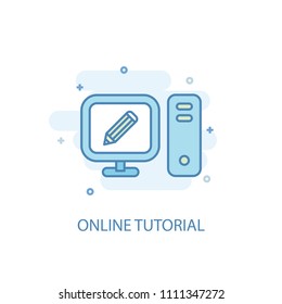 Online tutorial concept trendy icon. Simple line, colored illustration. Online tutorial concept symbol flat design from eLearning  set. Can be used for UI/UX