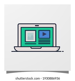 icono de vector portátil tutoriales en línea