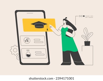 Online tutoring app and software abstract concept vector illustration. online tutoring session, video chat, e-learning in quarantine, scheduling software, personal learning plan abstract metaphor.