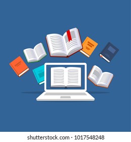 Online tutoring  concept. E-books, internet courses process. Vector illustration.
