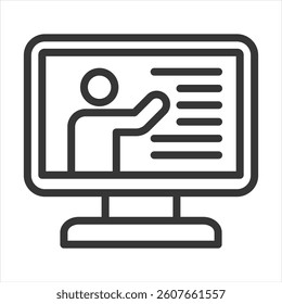 Online Tutoring Outline Icon Vector Illustration