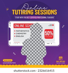 Online tutoring social media post design template