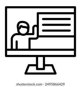 Online Tutoring Vector Line Icon Design