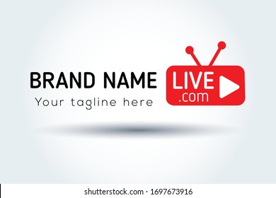 Online TV Channel Logo Concept. Live Streaming Logo Design Template. Red TV Icon. Eps 10 Vector Illustration.