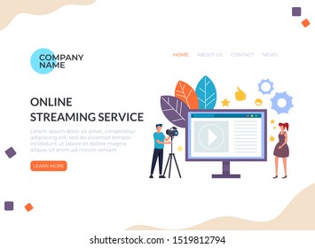 Online TV internet streaming concept. Vector flat cartoon graphic design illustration