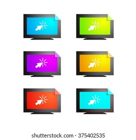 Online TV logo. Watching videos on the Internet. Vlog vector set icons. Online Media content vector objects.