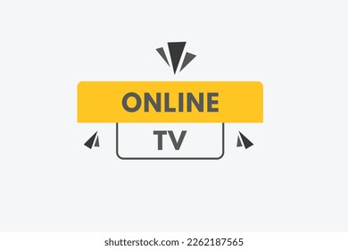Online TV text Button. Online TV Sign Icon Label Sticker Web Buttons