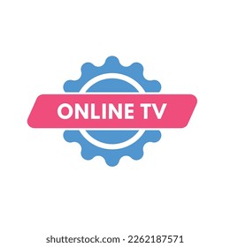 Botón de texto de TV en línea. Botones web de etiqueta de icono de signo de TV en línea