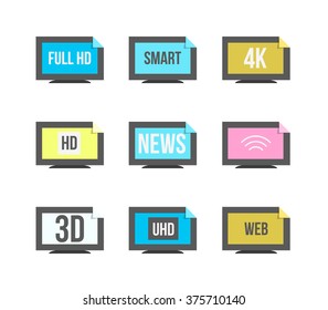 Online tv vector logo. Internet media. Broadcast online vector logo. Video content. 