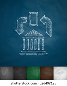 online univercity icon. Hand drawn vector illustration. Chalkboard Design