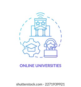 Online universities blue gradient concept icon. E learning service. Educational service provide abstract idea thin line illustration. Isolated outline drawing. Myriad Pro-Bold font used