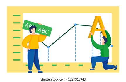 Online university class, video tutorial, exam preparation, distance grammar lesson for students. People learn a foreign language remotely using modern internet technologies, web education service