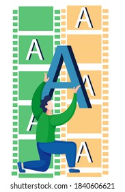 Online university class, video tutorial, exam preparation, distance grammar lesson for students. People learn a foreign language remotely using modern internet technologies, web education service