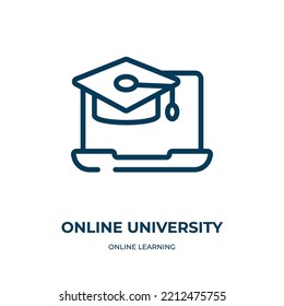Online university icon. Linear vector illustration from online learning collection. Outline online university icon vector. Thin line symbol for use on web and mobile apps, logo, print media.