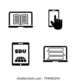 Online University. Simple Related Vector Icons Set for Video, Mobile Apps, Web Sites, Print Projects and Your Design. Black Flat Illustration on White Background.