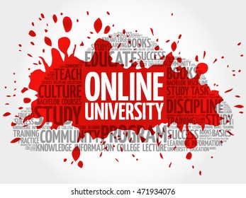 Online University word cloud collage, education concept background