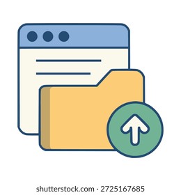 online uploading office document files work flat color vector illustration template design