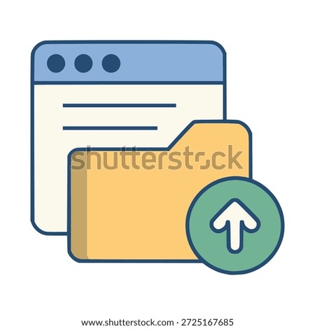 online uploading office document files work flat color vector illustration template design