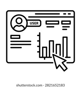 Online user account dashboard with profile picture, stats graph and personal data