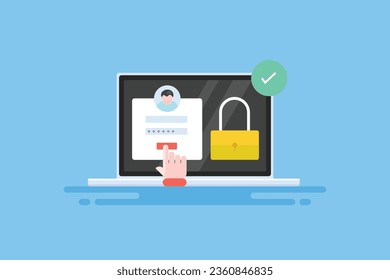 Online user data protection, Website account security, Password protection from cyber attack, Data privacy - Vector illustration background with icons