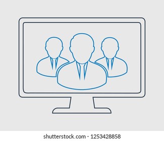 Online User group  line icon on gray background. Vector EPS.