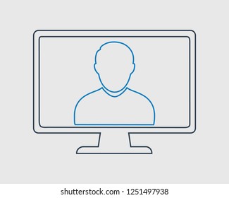 Online User line icon on gray background. Vector EPS.