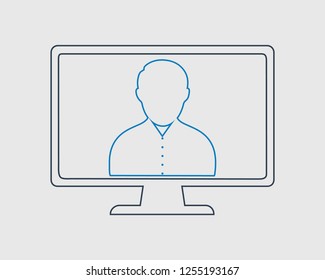 Online User line icon on gray background. Vector EPS.