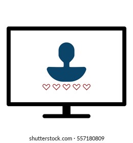 Online user rating icon - Flat design, glyph style icon - Blue and red enclosed in a screen
