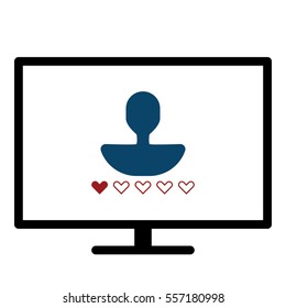 Online user rating icon - Flat design, glyph style icon - Blue and red enclosed in a screen
