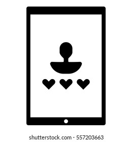 Online user rating icon - Flat design, glyph style icon - Black silhouette enclosed in a tablet