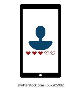 Online user rating icon - Flat design, glyph style icon - Blue and red enclosed in a phone
