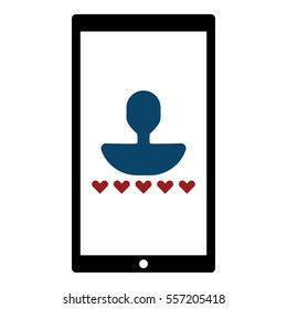 Online user rating icon - Flat design, glyph style icon - Blue and red enclosed in a phone
