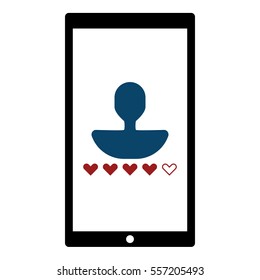 Online user rating icon - Flat design, glyph style icon - Blue and red enclosed in a phone
