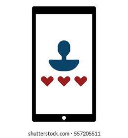 Online user rating icon - Flat design, glyph style icon - Blue and red enclosed in a phone
