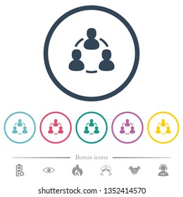 Online users flat color icons in round outlines. 6 bonus icons included.