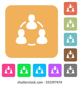 Online users flat icons on rounded square vivid color backgrounds.