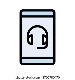 Flachfarbsymbol der Online-Vektorillustration 