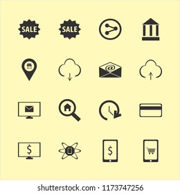 online vector icons set. with update time, download, upload and mobile shopping in set