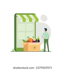 Mercado de verduras en línea en smartphones para apoyar a granjeros y productos locales