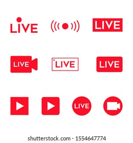 Online video broadcasting icon set