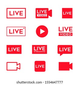 Online video broadcasting icon set