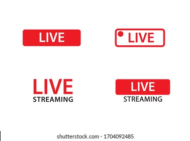 Online video broadcasting icon set, Red symbols and buttons of live streaming, broadcasting vector