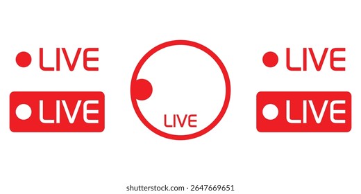 Symbolsatz für Online-Videoübertragung.Vektorsymbolsatz für Live-Stream. Online-Video senden. Live Stream Radio. Schaltfläche für Online-Webinare