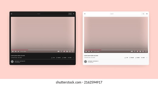 Ventanas del explorador de vídeo en línea: plantilla para mostrar vídeo en un marco de canal sin marca. Ilustración del vector
