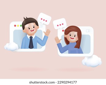 Online Video call conference, working from home, social distancing, business discussion. Video conference interface. Online meeting, webinar with white background