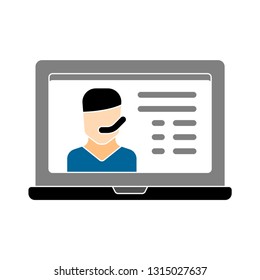 Online Video Call Icon - Online Chat Isolated, Webinar Concept Illustration - Vector Communication Icon