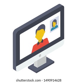 Online Video Call Icon Isometric Design 