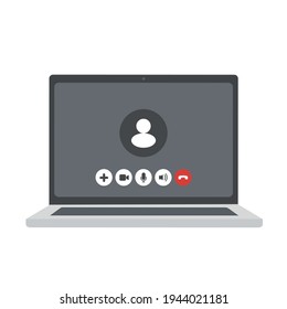Online video call interface template with user icon. Online business webinar chat. Video call screen mockup for learning conference. 