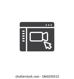 Online video call vector icon. filled flat sign for mobile concept and web design. Video conference website glyph icon. Symbol, logo illustration. Vector graphics