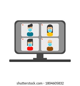 Online video calls meetings face to face over the internet. Video chat application. Vector illustration